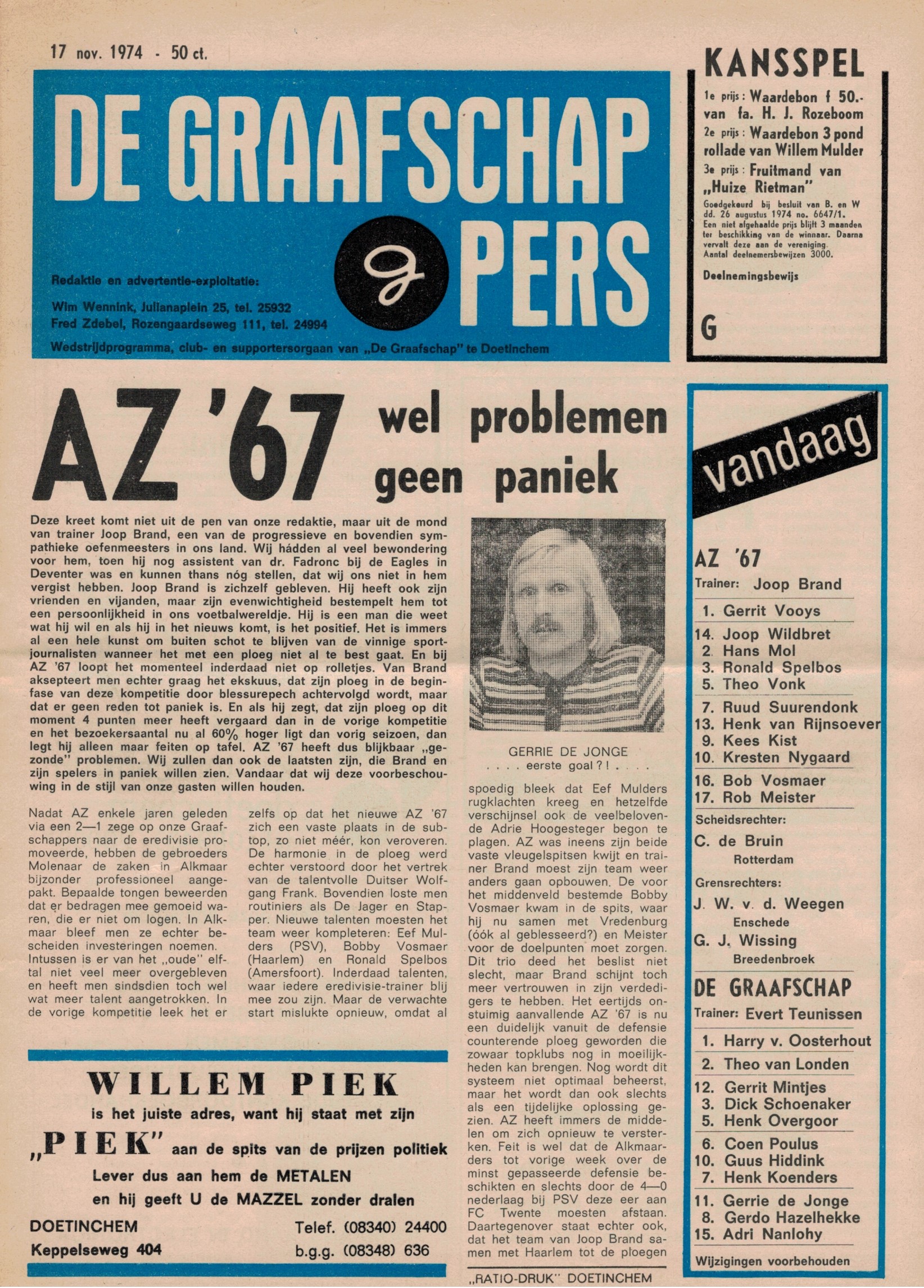 AZ Programma 17-nov-1974 De Graafschap uit